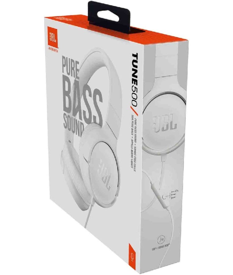 Ακουστικά Stereo On-ear JBL Tune 500 3.5mm Pure Bass Sound με Μικρόφωνο  JBLT500WHT Λευκό