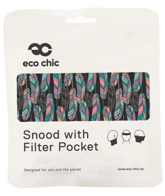 ECHO CHIC - Μάσκα υφασμάτινη Eco Chic Black Feather Snood & Mask Κασκόλ Λαιμός Φτερά E-S01