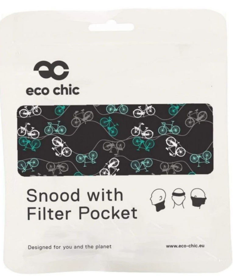 ECHO CHIC - Μάσκα Υφασμάτινη Eco Chic Black Bike Snood Κασκόλ Λαιμός Ποδήλατο E-S02