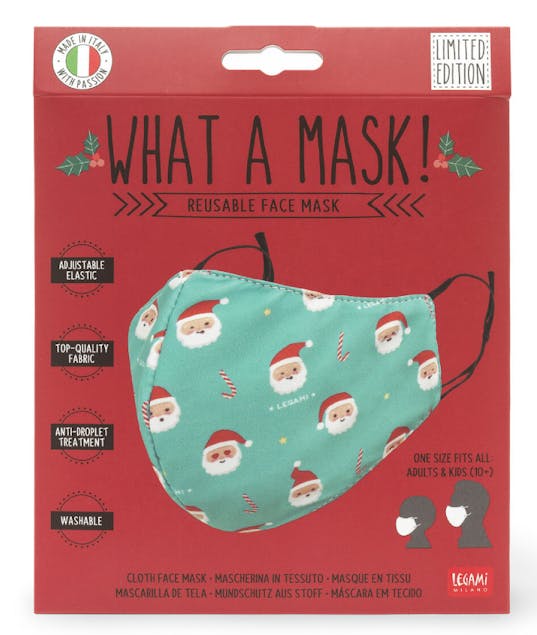 LEGAMI - Legami Milano What A Mask Santa Υφασμάτινη Χριστουγεννιάτικη Μάσκα Ενηλίκων 1τμχ Διπλής Όψης CMATE0002  Ηλικία 10+