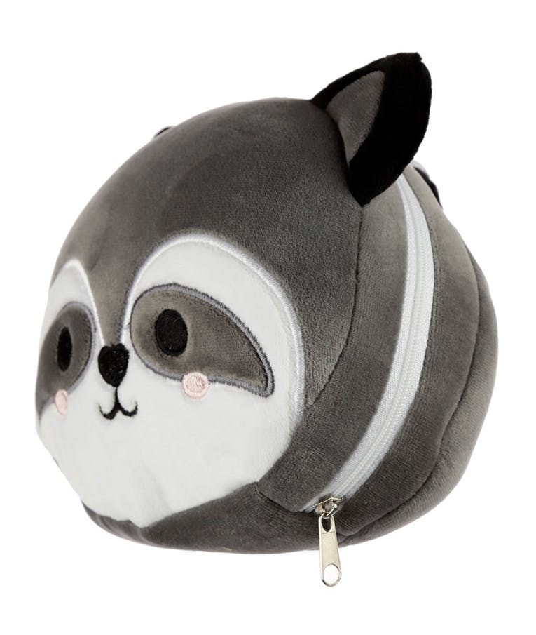 Relaxeazzz Highland Cutiemals Raccoon Round Plush Travel Pillow & Eye Mask| Μαξιλαράκι Ταξιδιού και Μάσκα Υπνου  CUSH228