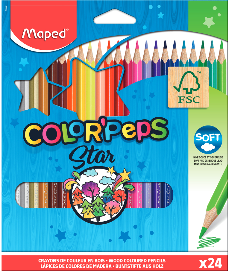 MAPED - Maped Color Peps Star FC Soft Ξυλομπογιές Λεπτές 24 Χρώματα COLOR PEPS 183224