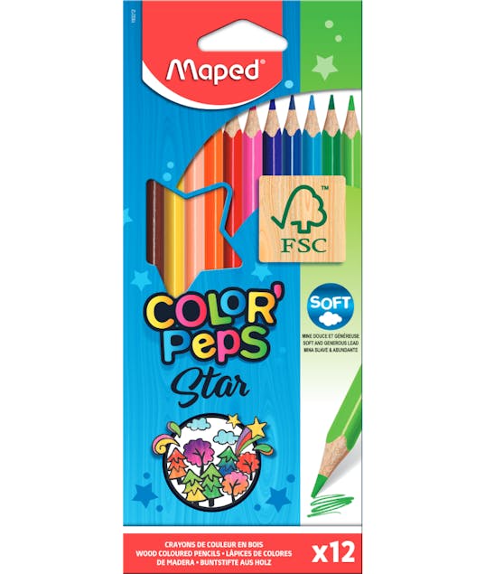 MAPED - Maped Color Peps Star FC Soft Ξυλομπογιές Λεπτές 12 Χρώματα COLOR PEPS 183212