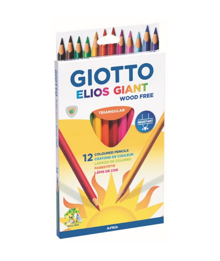 Giotto Elios Triangular Wood Free Σετ Giant Ξυλομπογιές Με Χοντρή 0.5 Μύτη 12τμχ 221500