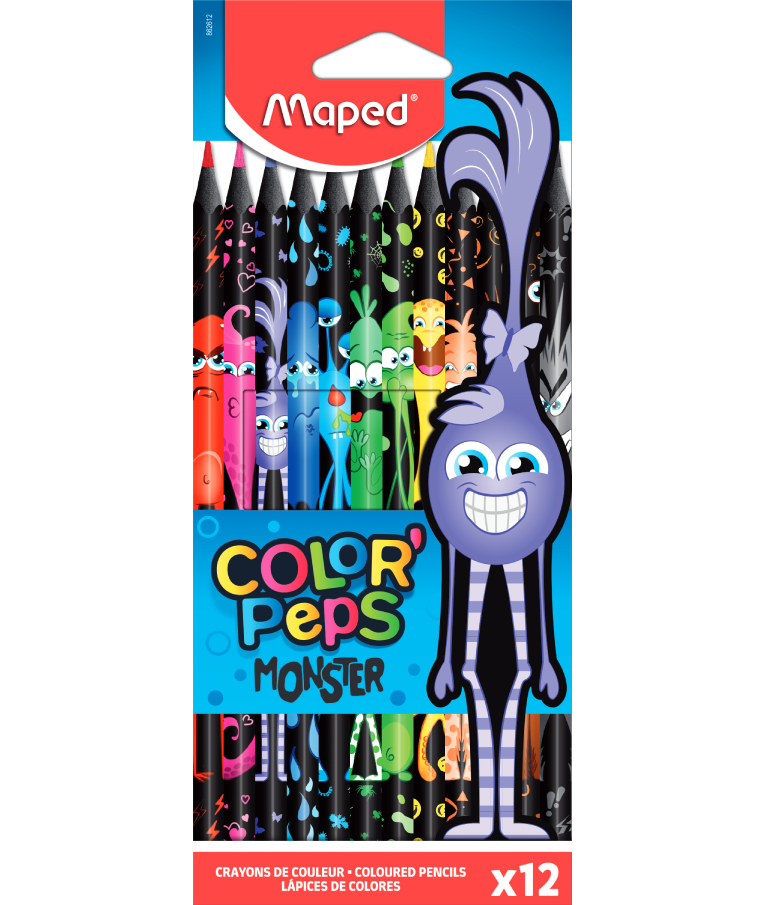 MAPED - Maped Color Peps Monster Ξυλομπογιές Λεπτές 12 Χρώματα COLOR PEPS 862612