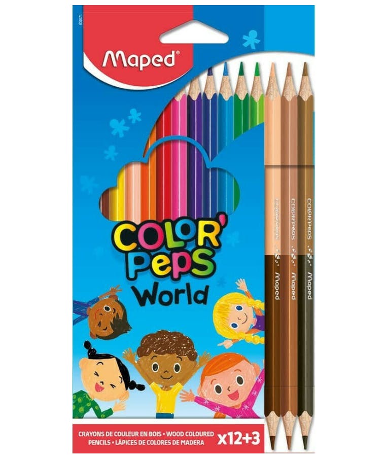Ξυλομπογιές Maped Color Peps World 12τεμ + 3Duo Γήινα Χρώματα 832071