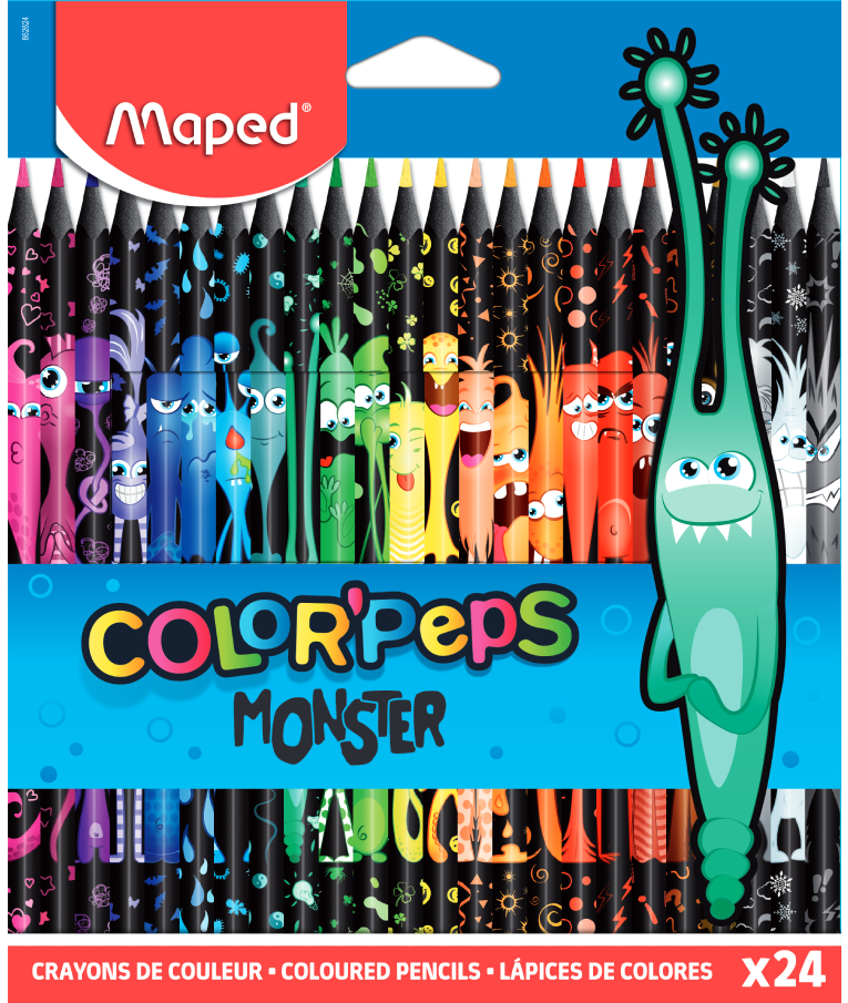Maped Color Peps Monster Ξυλομπογιές Λεπτές 24 Χρώματα COLOR PEPS 862624