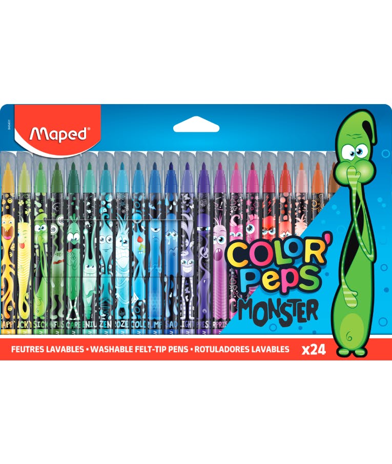 Maped Color Peps Monster Jungle Λεπτοί Μαρκαδόροι Ζωγραφικής  24 Χρώματα COLOR PEPS 845401