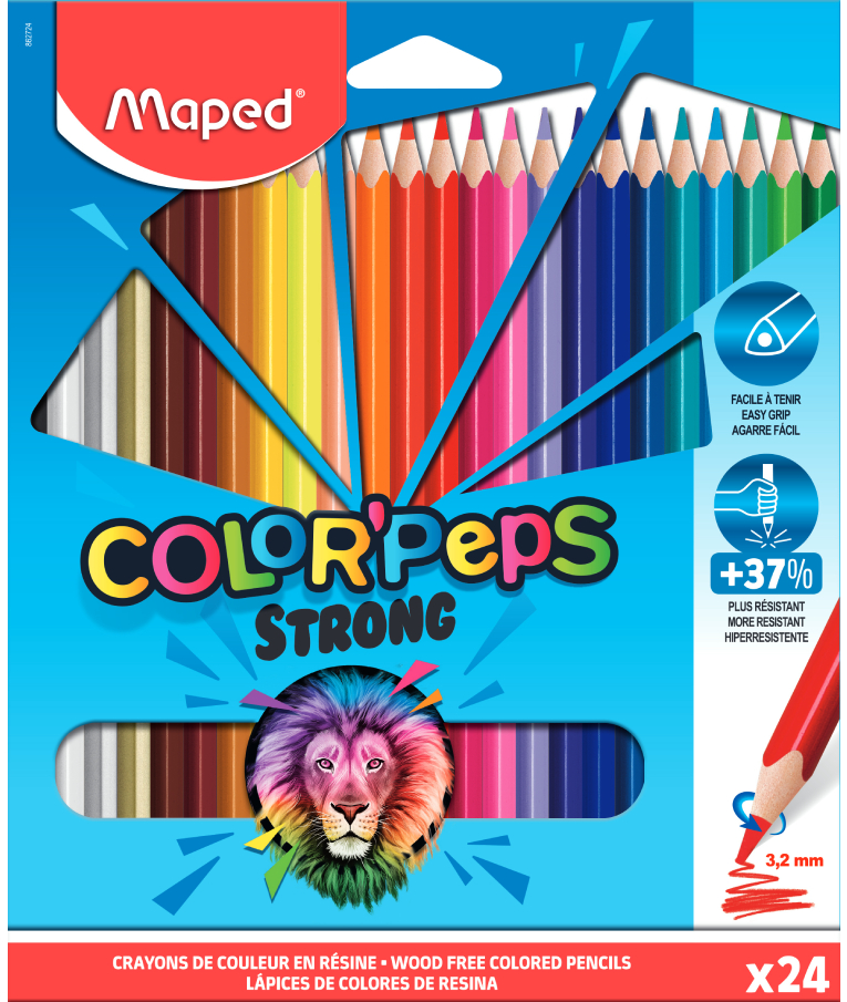 MAPED - Maped Color'Peps Strong Σετ Ξυλομπογιές 24 χρωμάτων Strong Ανθεκτική Μύτη 3.2mm 862724