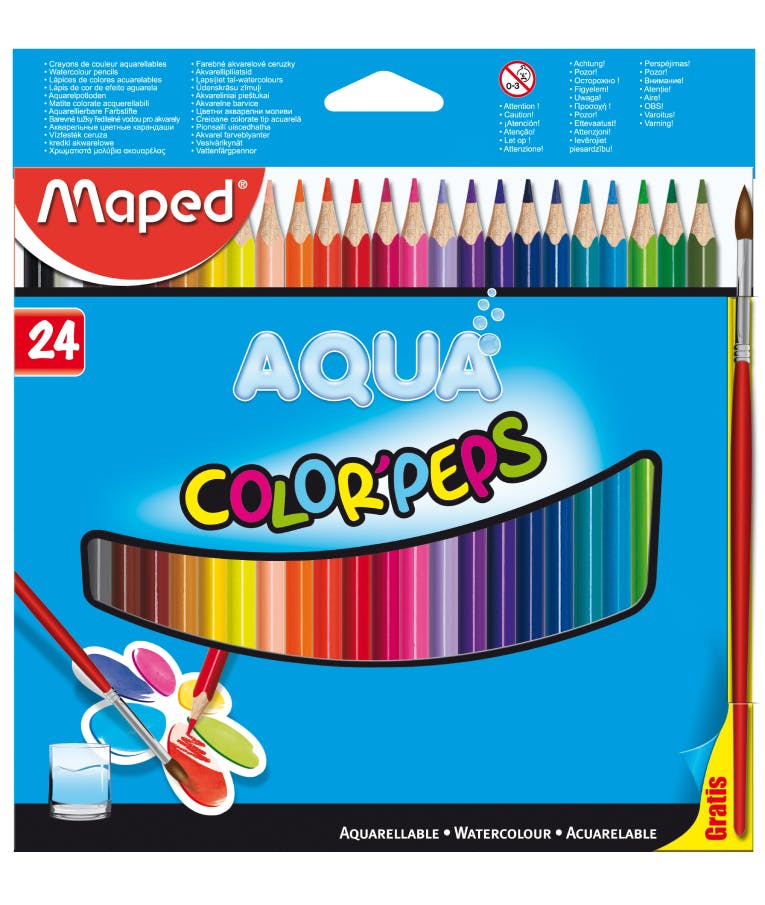 MAPED - Ξυλομπογιές ακουαρέλας σετ 24 τμχ Maped Color'Peps Aqua (+ 1 πινέλο δώρο) 836013