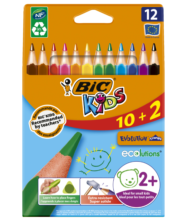 BIC - Bic Kids Evolution Triangle Σετ Σχολικές Παιδικές Ξυλομπογιές 12 χρωμάτων