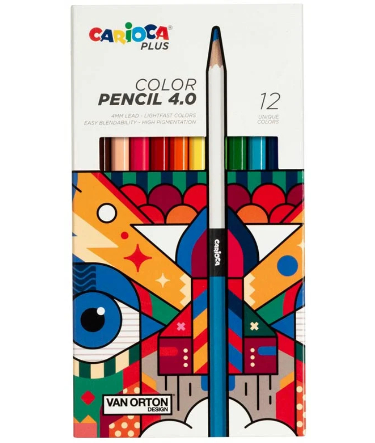 Carioca Plus Ξυλομπογιές COLOR PENCIL 4.0  Σετ 12τμχ με πάχος μύτης 4mm  042814