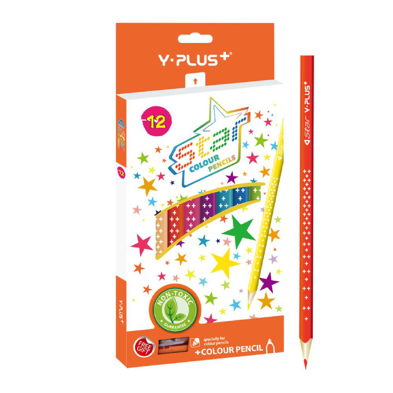 Y PLUS -  Ξυλομπογιές STAR σετ  12 τεμαχίων με Ξύστρα PC230100 308786