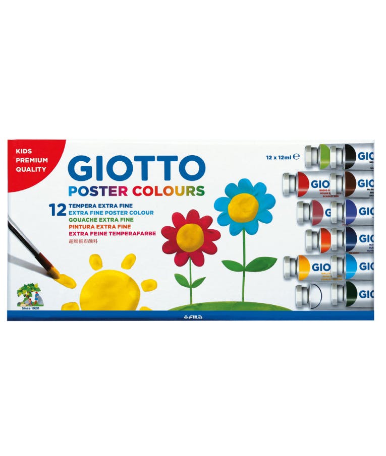 Giotto Τέμπερες σε Σωληνάριο 12ml Poster Colours 12τμχ Πολύχρωμο 358000