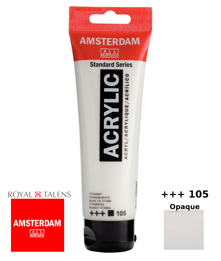 Royal Talens Amsterdam All Acrylics Standard Χρώμα Ακρυλικό Ζωγραφικής Λευκό του Τιτανίου 105 Titanium white  17091052