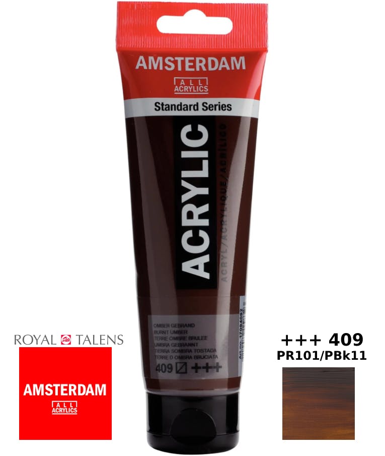 Royal Talens Amsterdam All Acrylics Standard Χρώμα Ακρυλικό Ζωγραφικής Καφέ 120ml Burnt Umber 409 17094092