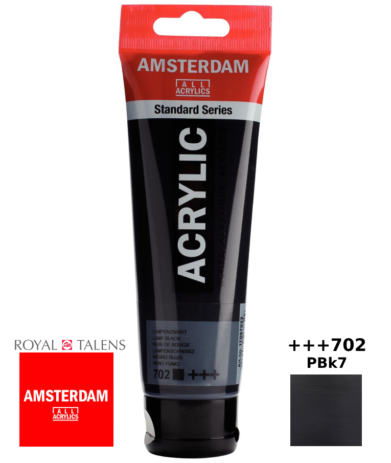 Royal Talens Amsterdam All Acrylics Standard Χρώμα Ακρυλικό Ζωγραφικής Μαυρο 120ml Lamp Black 702 17097022