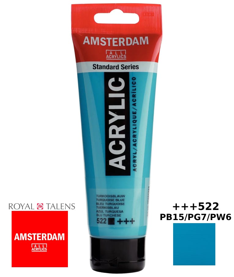 Royal Talens Amsterdam All Acrylics Standard Χρώμα Ακρυλικό Ζωγραφικής Μπλε Τυρκουάζ 120ml Turquoise Blue 522 17095222