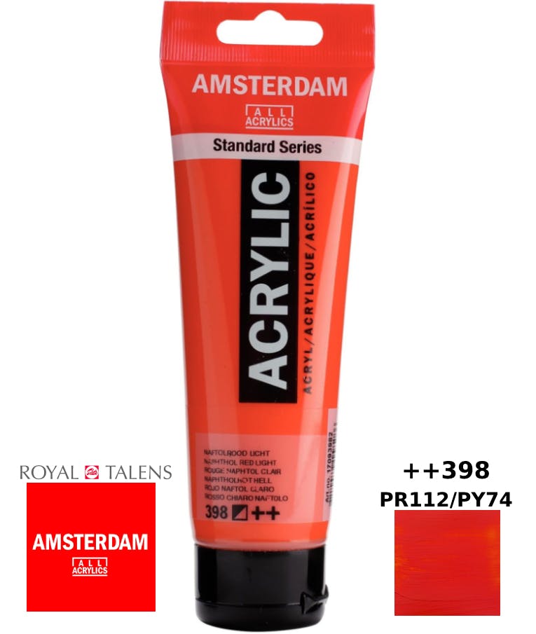 Royal Talens Amsterdam All Acrylics Standard Χρώμα Ακρυλικό Ζωγραφικής Ανοικτό Κόκκινο 120ml Naphthol Red Light 398 17093982