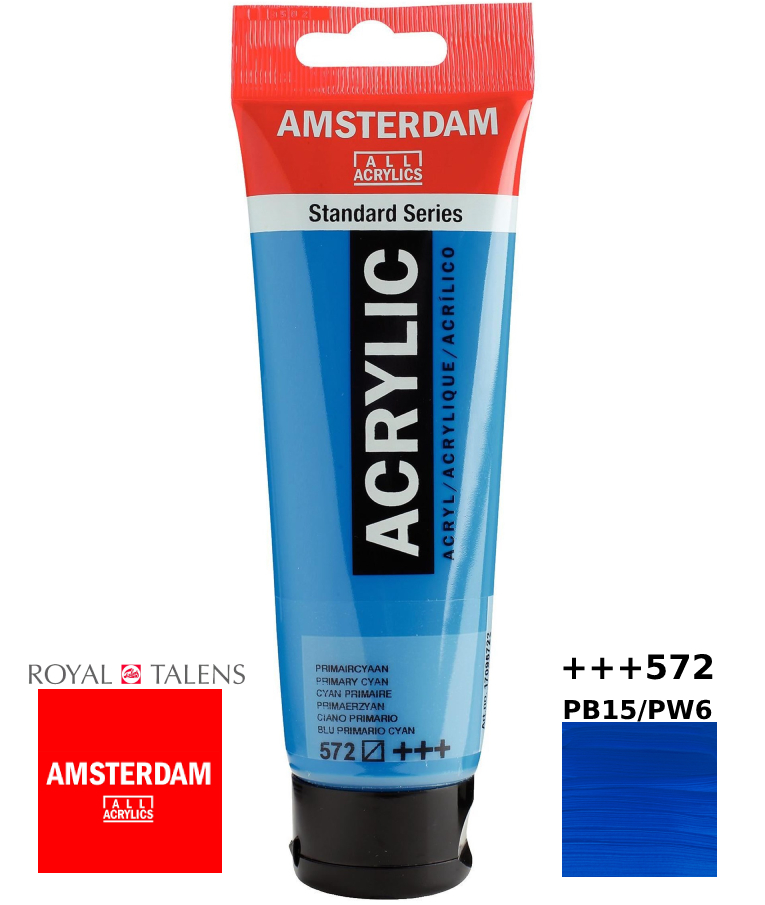 Royal Talens Amsterdam All Acrylics Standard Χρώμα Ακρυλικό Ζωγραφικής Κυαν 120ml Primary Cyan 572 17095722