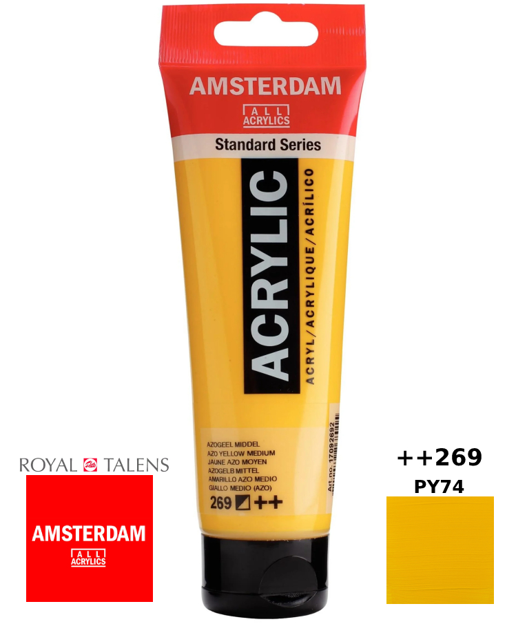ROYAL TALENS - Royal Talens Amsterdam All Acrylics Standard Χρώμα Ακρυλικό Ζωγραφικής Azo Κίτρινο Μέτριο 120ml Azo Yellow Medium 269 17092692