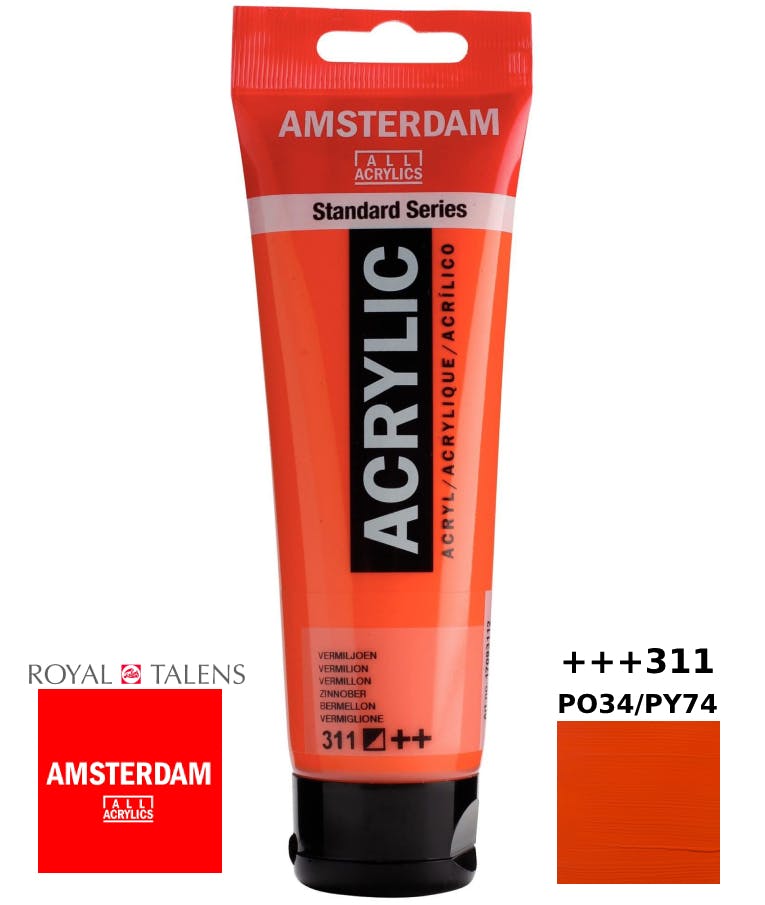 Royal Talens Amsterdam All Acrylics Standard Χρώμα Ακρυλικό Ζωγραφικής Πορτοκαλί Βερμιλίου 120ml Vermilion 311 17093112