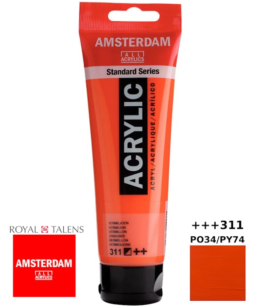 ROYAL TALENS - Royal Talens Amsterdam All Acrylics Standard Χρώμα Ακρυλικό Ζωγραφικής Πορτοκαλί Βερμιλίου 120ml Vermilion 311 17093112