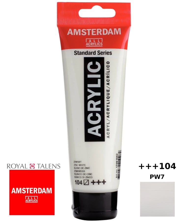 Royal Talens Amsterdam All Acrylics Standard Χρώμα Ακρυλικό Ζωγραφικής Λευκό Zinc 120ml Zinc White 104 17091042