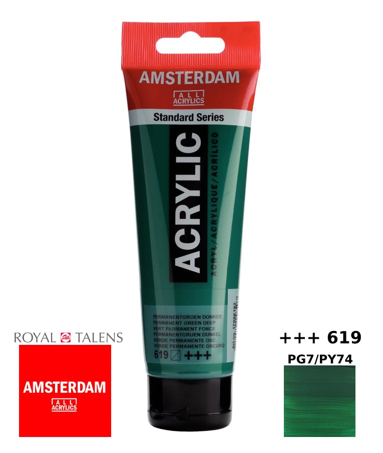 Royal Talens Amsterdam All Acrylics Standard Χρώμα Ακρυλικό Ζωγραφικής Βαθύ Πράσινο 120ml Deep Green 619 17096192