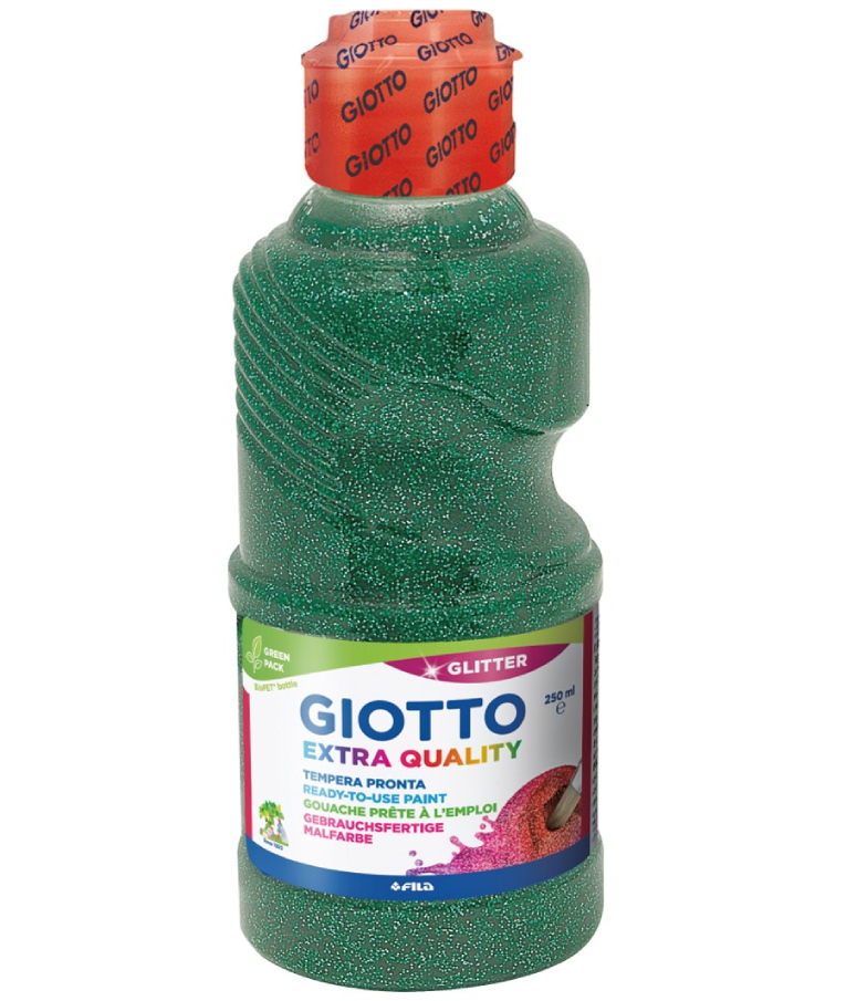 GIOTTO - Giotto EXTRA QUALITY Ακρυλική Τέμπερα Paint 250ml Glitter Green Πράσινο με Glitter  Σχολική Τέμπερα 531205