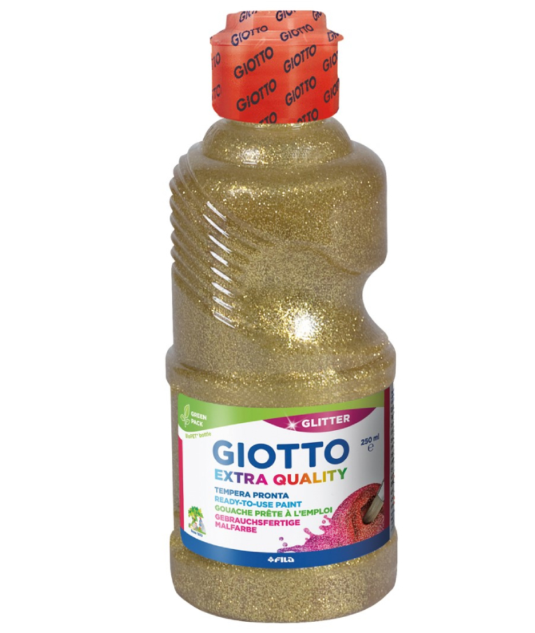 GIOTTO - Giotto EXTRA QUALITY Ακρυλική Τέμπερα Paint 250ml Glitter Gold Χρυσό με Glitter Σχολική Τέμπερα 531201