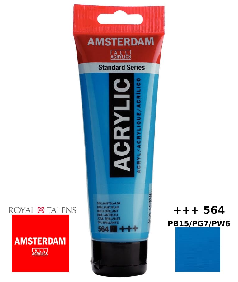 Royal Talens Amsterdam All Acrylics Standard Χρώμα Ακρυλικό Ζωγραφικής Brilliant Blue Μπλε  120ml Azo Yellow Medium 564 17095642