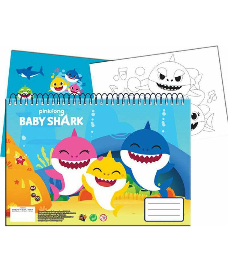 40Φ  23x33 Α4 Μπλοκ Ζωγραφικής Baby Shark 334-63416