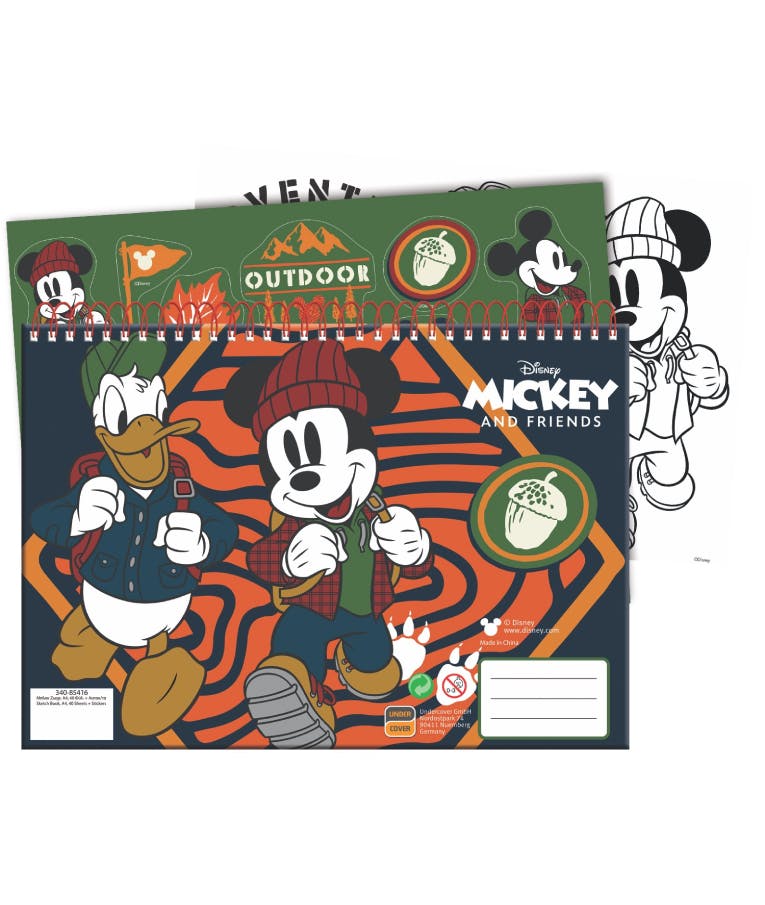 Μπλοκ Ζωγραφικής 40 φύλλων για παιδιά Α4 με Αυτοκόλλητα Mickey and Friends 340-85416