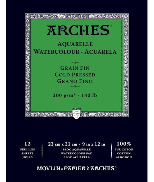 ARCHES - Arches Μπλοκ Ακουαρέλας Grain Fin Cold Pressed (Λεπτόκοκκο) 300gr (140lb) 23x31cm 12 φύλλων A1795092