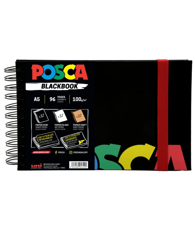 POSCA -  A5 Πλάγιο Μπλοκ Σχεδίου Σπιράλ Sketchbook  48 σελίδες (16 σελ καφέ+16 σελ. Λευκές+16  σελ Μαυρες) 100gr 14X21 302422035