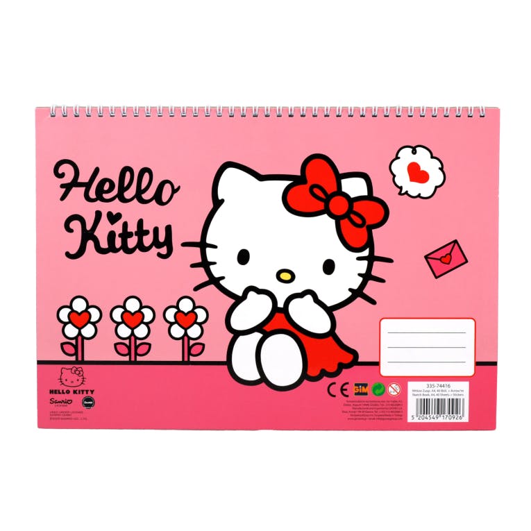 Gim  Μπλοκ Ζωγραφικής HELLO KITTY 40 φύλλων με Αυτοκόλλητα 23x33cm  335-74416