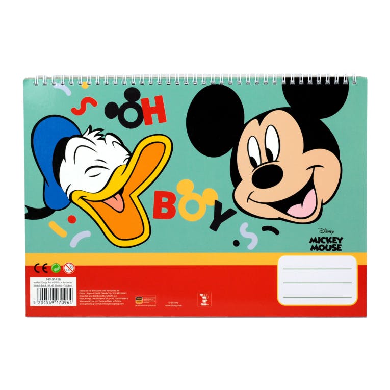 Gim A4 Μπλοκ Ζωγραφικής με Αυτοκόλλητα  MICKEY COOK 40 φύλλων 23x33cm  340-91416