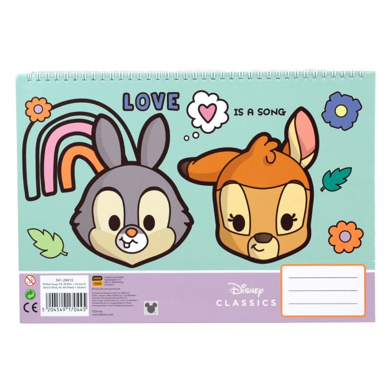 Gim Μπλοκ Ζωγραφικής με Αυτοκόλλητα  DISNEY ANIMALS 40 φύλλων 23x33cm  341-26416