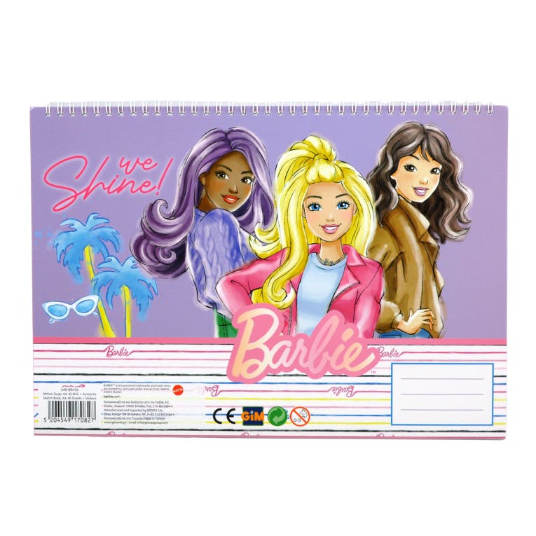 Gim 23x33 Μπλοκ Ζωγραφικής με Αυτοκόλλητα  BARBIE PAINTS 40 φύλλων 23x33cm  349-89416