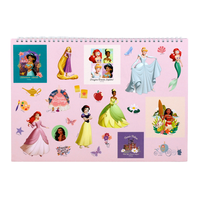 GIM - Gim Μπλοκ Ζωγραφικής με Αυτοκόλλητα  PRINCESS CREATE YOUR WORLD  40 φύλλων 23x33cm  331-56416