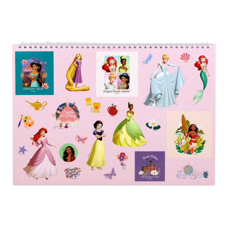 GIM - Gim Μπλοκ Ζωγραφικής με Αυτοκόλλητα  PRINCESS CREATE YOUR WORLD  40 φύλλων 23x33cm  331-56416