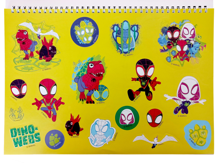 GIM - Gim Μπλοκ Ζωγραφικής με Αυτοκόλλητα SPIDEY DINO WEBS 40 φύλλων 23x33cm 337-09416