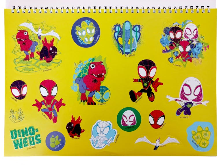 GIM - Gim Μπλοκ Ζωγραφικής με Αυτοκόλλητα SPIDEY DINO WEBS 40 φύλλων 23x33cm 337-09416