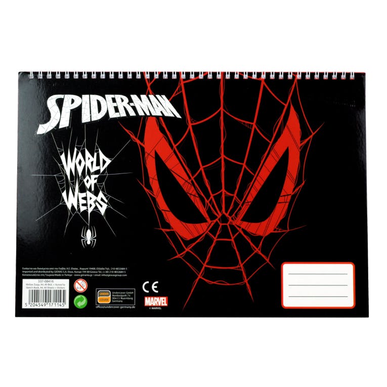 Gim Μπλοκ Ζωγραφικής με Αυτοκόλλητα SPIDERMAN WORLD OF WEBS 40 φύλλων 23x33cm 337-08416