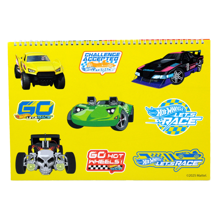 GIM - Gim Μπλοκ Ζωγραφικής με Αυτοκόλλητα HOT WHEELS LETS RACE 40 φύλλων 23x33cm 349-30416