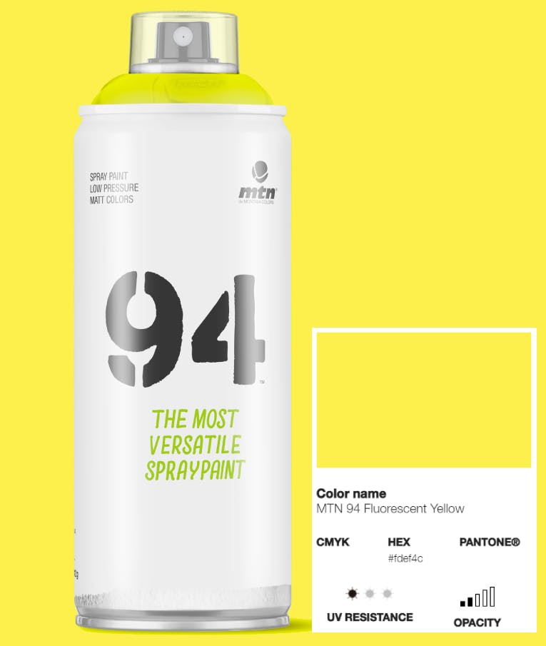 Σπρέι Βαφής Graffiti MTN 94 Ματ Εφέ Fluorescent Yellow SPECIALTY ΚΙΤΡΙΝΟ (FLUOR AMARILLO) RV-197 400ml EX0140600M