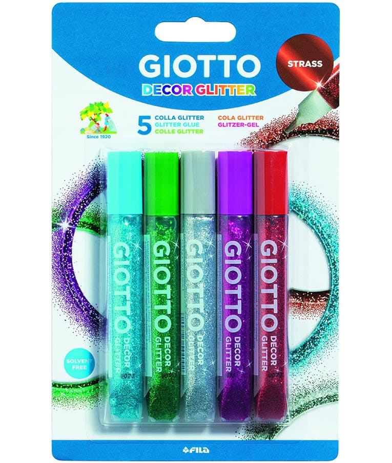 Giotto Strass Glitter Κόλλα Χειροτεχνίας με Glitter Σετ των 5 χρωμάτων 10.5ml 545200