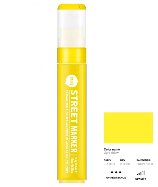 MONTANA COLORS - MTN Montana STREET PAINT PERMAMENT MARKER 15mm/0.59in SQUARE- LIGHT YELLOW