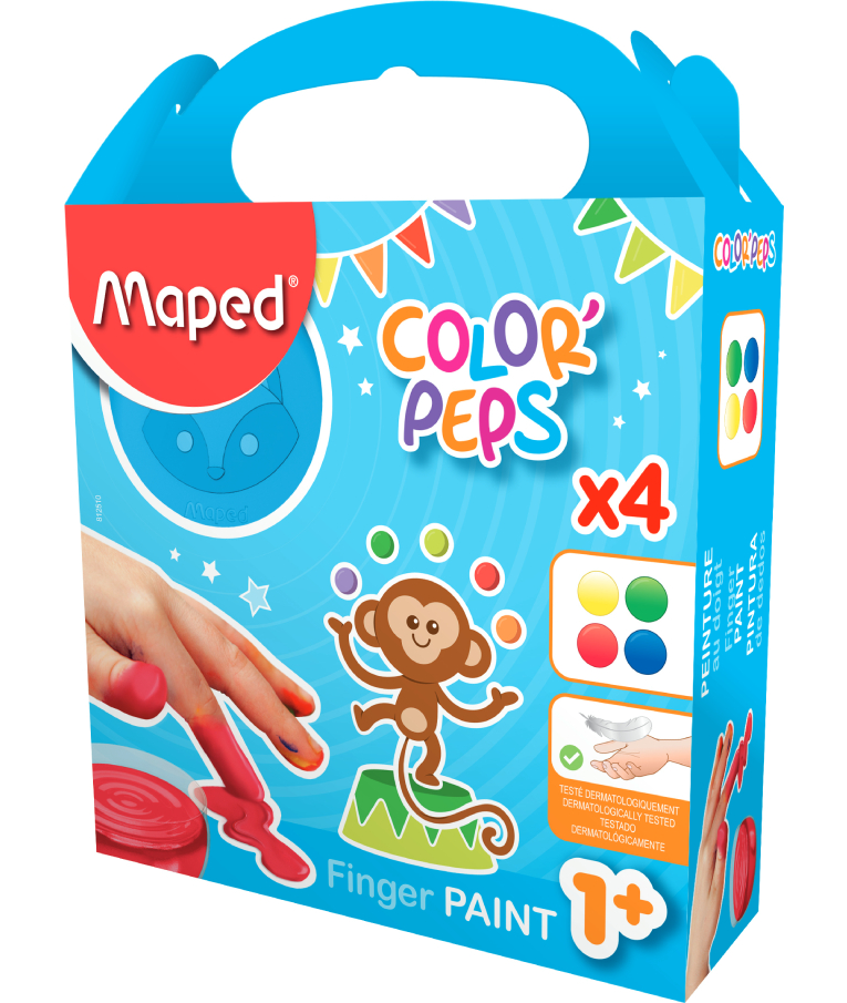 Maped Color Peps Δακτυλομπογιές σε Βαζάκι Κόκκινο-Κίτρινο-Πράσινο-Μπλε  4x80gr  812510